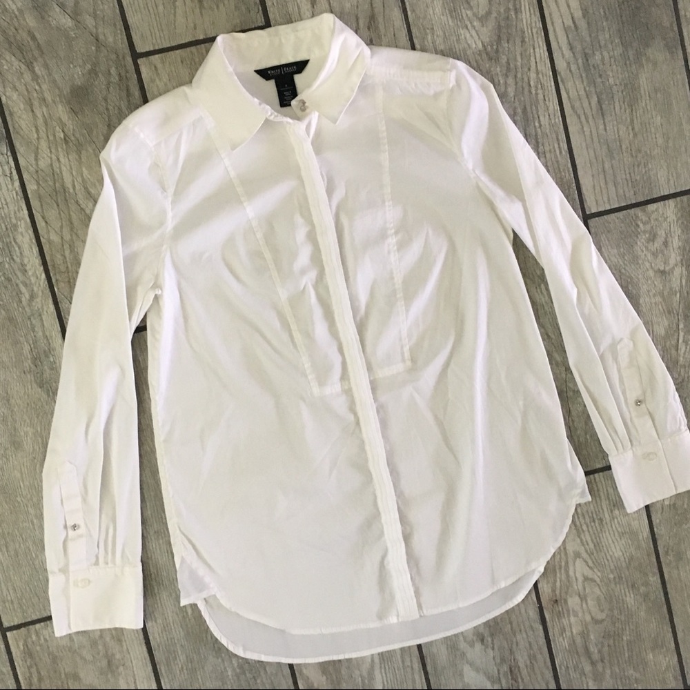 WHBM Tuxedo Dress Shirt Sz. 4 White Button Down